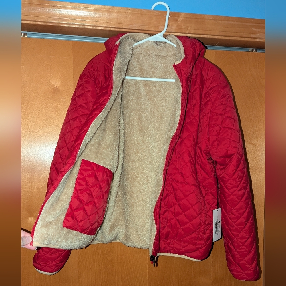 ZYIA Red Quilted Hooded Jacket